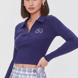 forever 21 ★ navy blue ribbed beverly hills graphic long sleeve top
